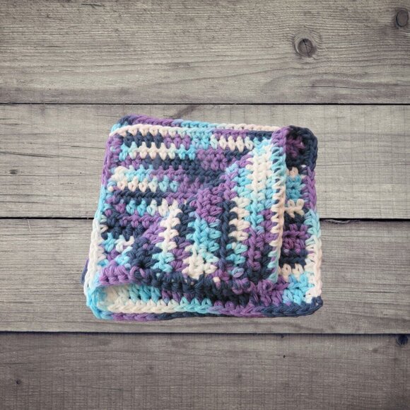 Handmade Crochet Dishcloth, Set of 3, Cotton Yarn Moondance - Picture 3 of 4